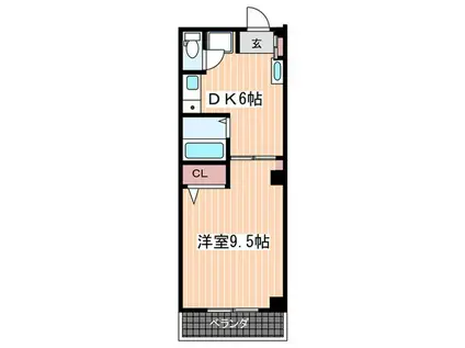 休石ビル(1DK/3階)の間取り写真