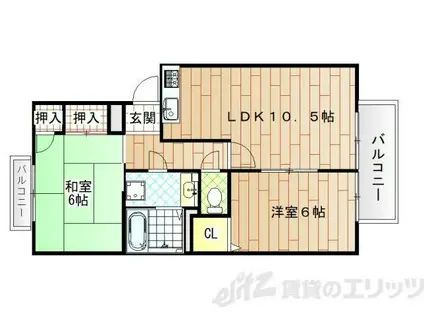 ハイツデガジェ(2LDK/1階)の間取り写真