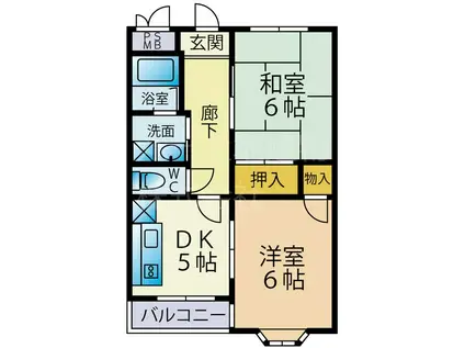 ハイカムールEY(2K/4階)の間取り写真