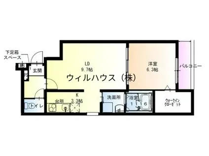 フジパレス堺石津川2番館(1LDK/1階)の間取り写真