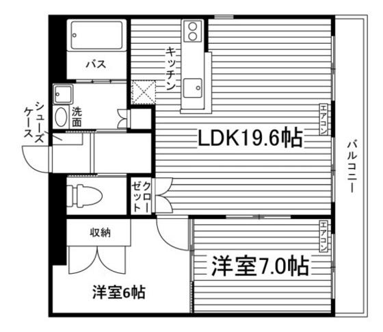 アスティ学南町(2LDK/1階)の間取り写真