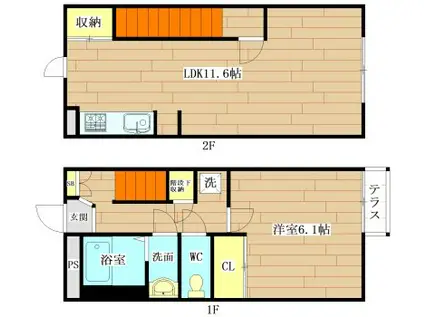 ジェンティーレ高槻(1LDK/1階)の間取り写真