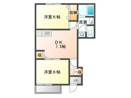 グランリーオ(2DK/1階)の間取り写真