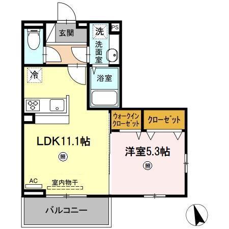 アヴァンティ矢賀(1LDK/3階)の間取り写真