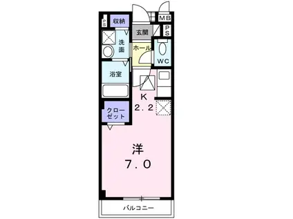 リフティー井上B(ワンルーム/1階)の間取り写真