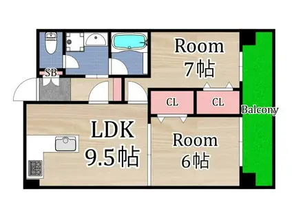 ノースコート(2LDK/6階)の間取り写真