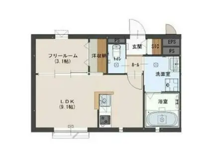 さくらヒルズ加古川(1LDK/2階)の間取り写真