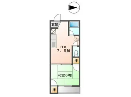 サカイビル(1DK/2階)の間取り写真