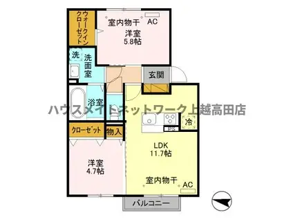 ラグナタウン南城(2LDK/2階)の間取り写真