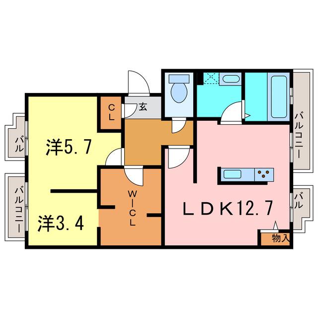 エントピア高須(2LDK/4階)の間取り写真