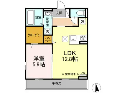 ディアコート 宮下(1LDK/1階)の間取り写真