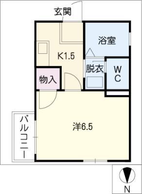 桐林ハウス(1K/1階)の間取り写真