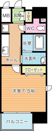 AXIO KOKURA(1K/3階)の間取り写真