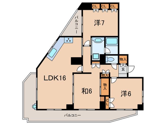 リーベスト芦屋川(3LDK/8階)の間取り写真
