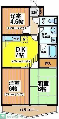 パークサイド波良(3DK/1階)の間取り写真