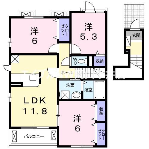 エミネンス長船 I(3LDK/2階)の間取り写真