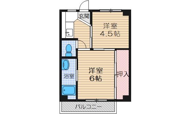 ビレッジハウス高田(1DK/2階)の間取り写真