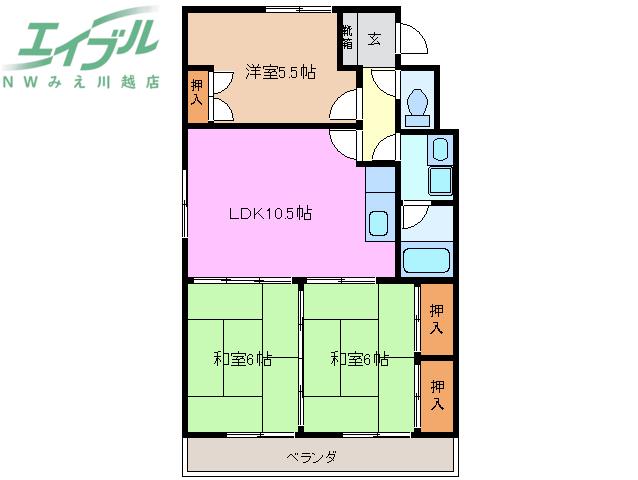 サンハイツ太平洋(3LDK/2階)の間取り写真