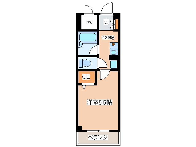 ジュネス厚木(1K/6階)の間取り写真
