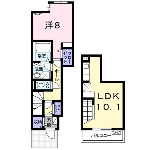 メゾン・デュ・ベル・アルブル(1LDK/1階)の間取り写真