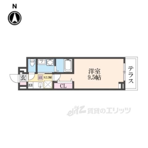 ドゥ―クス(1K/1階)の間取り写真