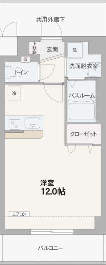 アビューラ(ワンルーム/3階)の間取り写真