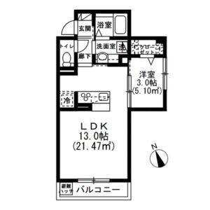 ソレイユ調布(1LDK/3階)の間取り写真