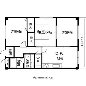 JR阪和線 六十谷駅 徒歩3分 3階建 築30年(3DK/1階)の間取り写真