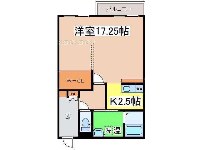 アビタパークサイド昭和中央(1K/1階)の間取り写真