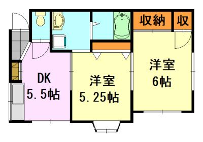 メゾン浜野(2DK/1階)の間取り写真