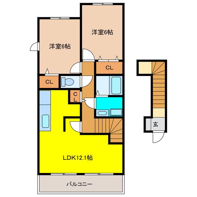 ホワイトメゾンI(2LDK/2階)の間取り写真
