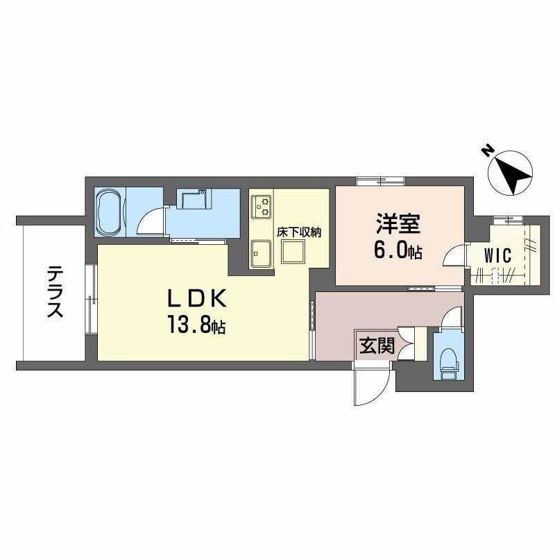 カヴァリエーレ(1LDK/1階)の間取り写真