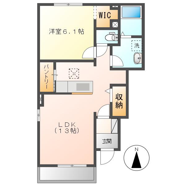 VILLA 樫の木(1LDK/1階)の間取り写真