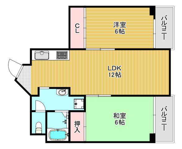 アブニール福島(2LDK/3階)の間取り写真