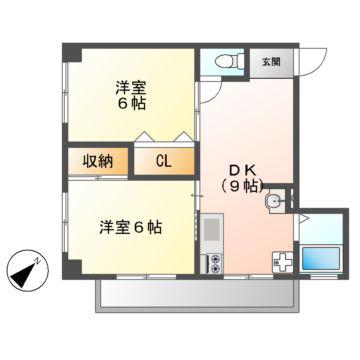 さつきビル(2DK/4階)の間取り写真