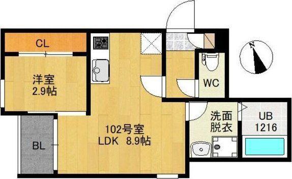REGALEST ノース宮城野原(1LDK/1階)の間取り写真