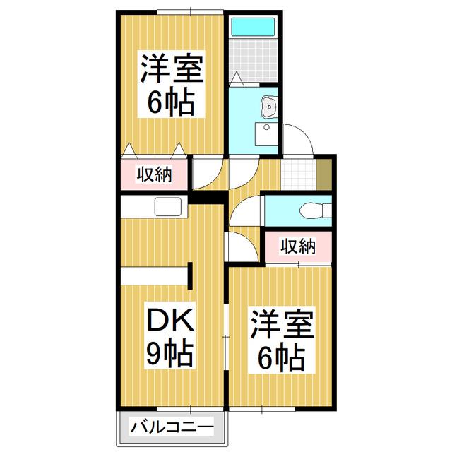 ヴィレッジ原(2DK/1階)の間取り写真