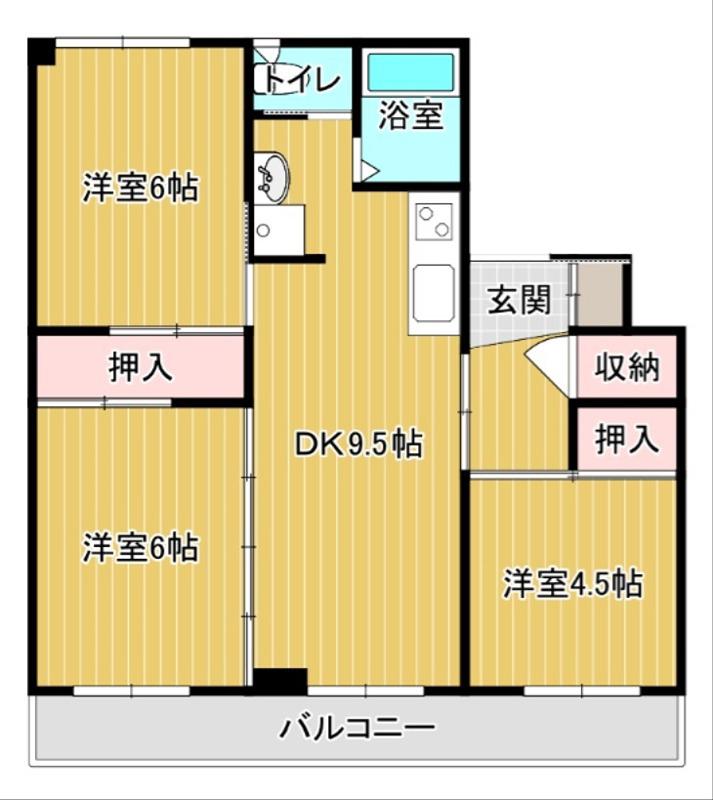 グランメール向陽 01(3DK/1階)の間取り写真