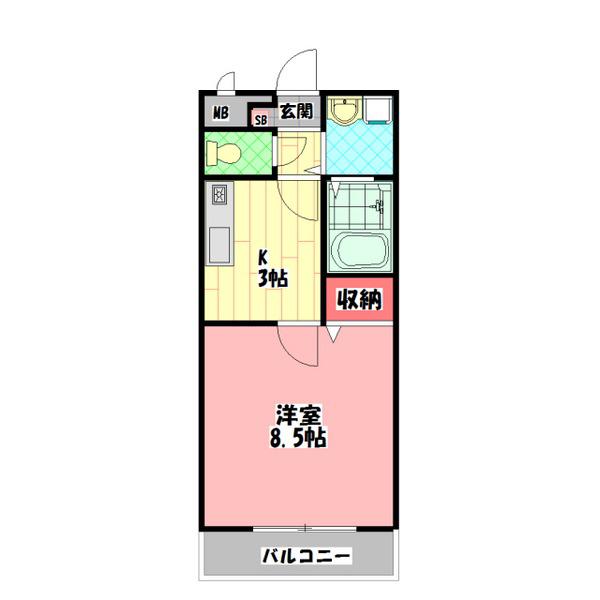 アンプルール クラージュ三喜I(1K/2階)の間取り写真