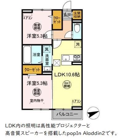 IDEALII(2LDK/1階)の間取り写真