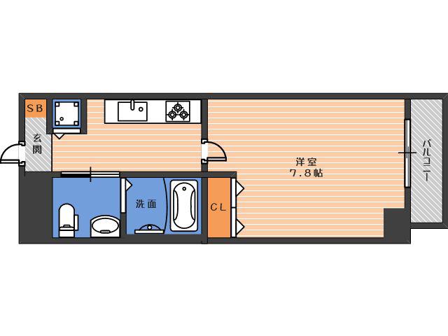 フォレスタ長居(1K/4階)の間取り写真
