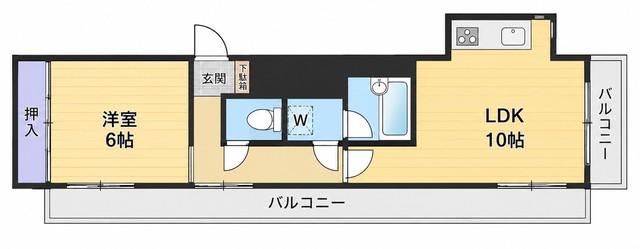 朝日プラザ長田南(1LDK/10階)の間取り写真
