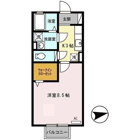 アフロディア(1K/1階)の間取り写真