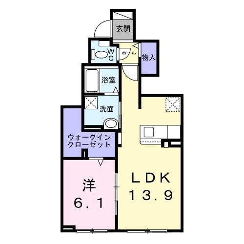 ソナーレII(1LDK/1階)の間取り写真