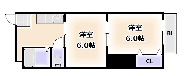 第ニ翡翠苑(2DK/5階)の間取り写真