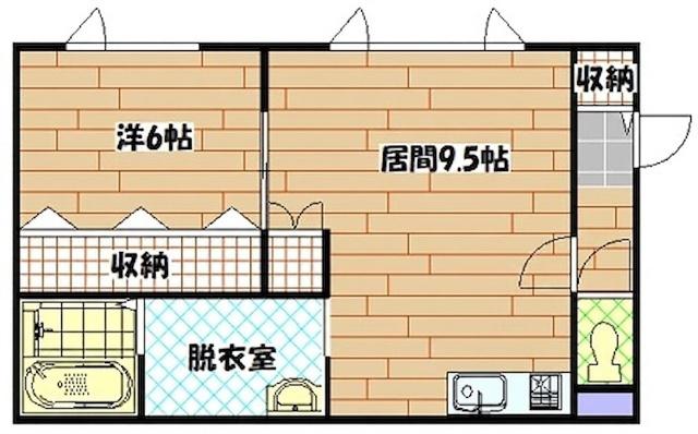 ツインクル新町(1LDK/2階)の間取り写真