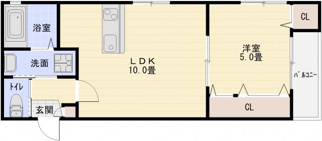 シティコート八尾A(1LDK/2階)の間取り写真