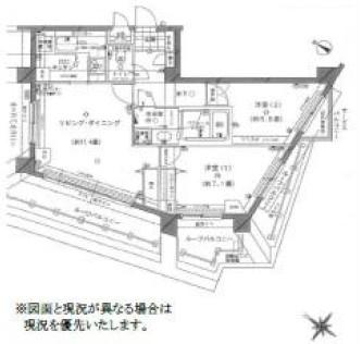 ルシェール赤坂(2LDK/8階)の間取り写真