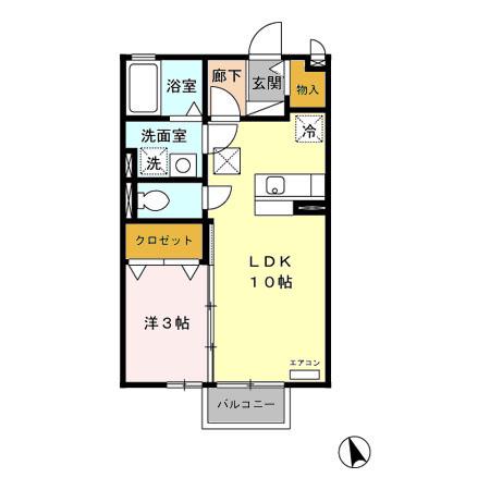エクレールコートI(1LDK/1階)の間取り写真