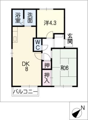アペックス日進D(2LDK/2階)の間取り写真